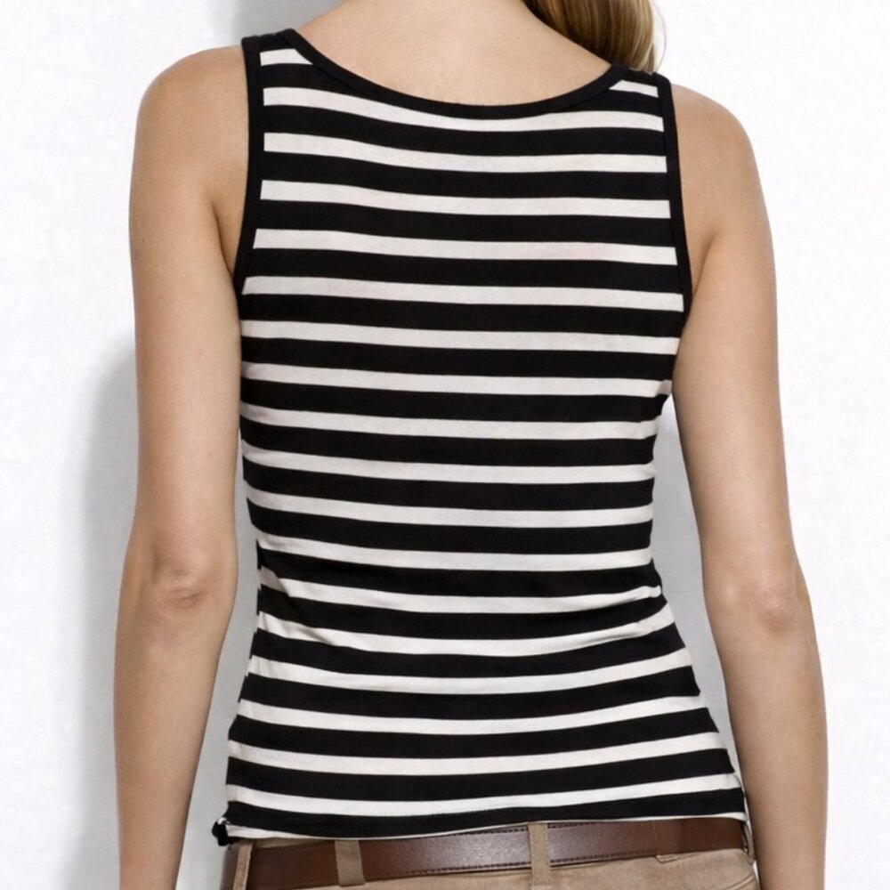 Like New, Ralph Lauren Nautical Stripe Crochet Lace Front Tank Top - Picture 3 of 13